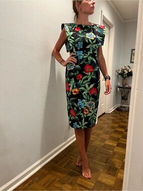 Choies Brand Floral Sheath Dress in Black with Multicolor Blooms